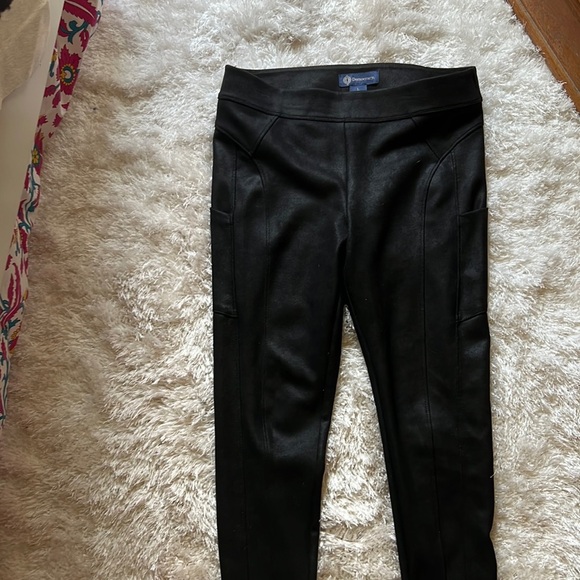 Democracy black faux suedes leather ‘ riding’ pant legging w side pocket L - Picture 1 of 8